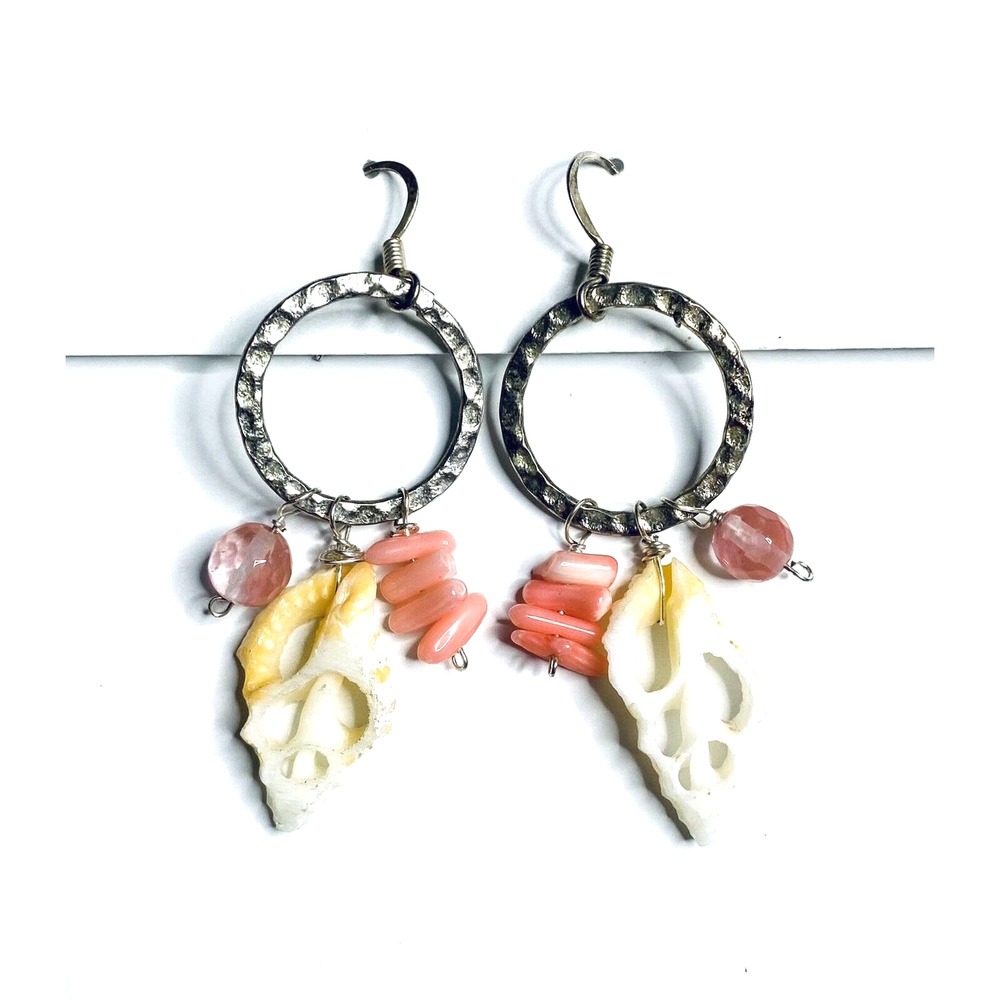 Vtg Silver Dangle Earrings Seashell - image 1